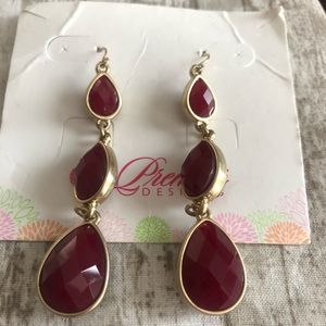 Merlot teardrop style dangly earrings